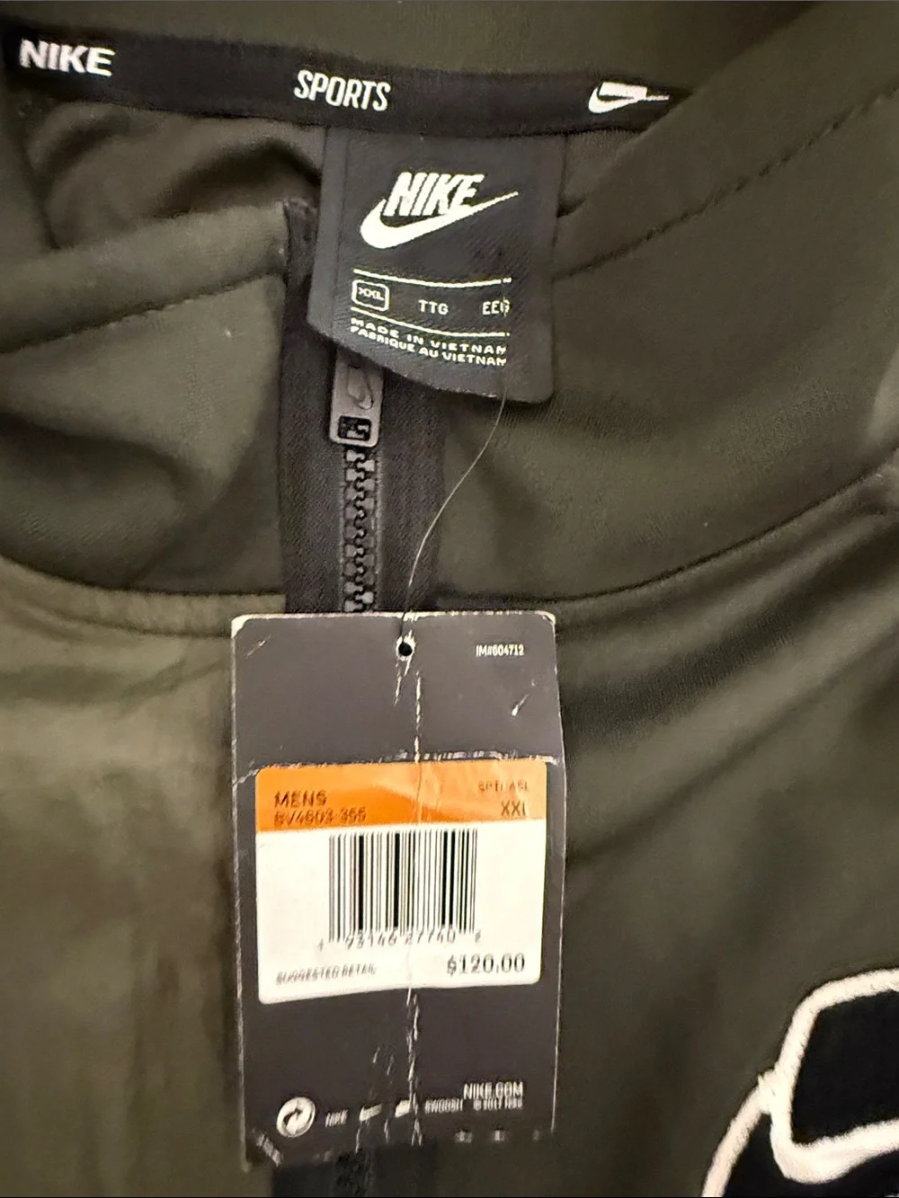Nike Men’s Two-Tone Olive & Dark Green Lightweight Jacket xxl